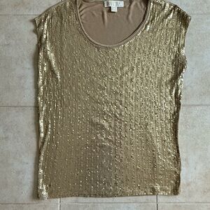 Michael Kors Size Medium - Gold Sequin Sleeveless T-Shirt Tank Top